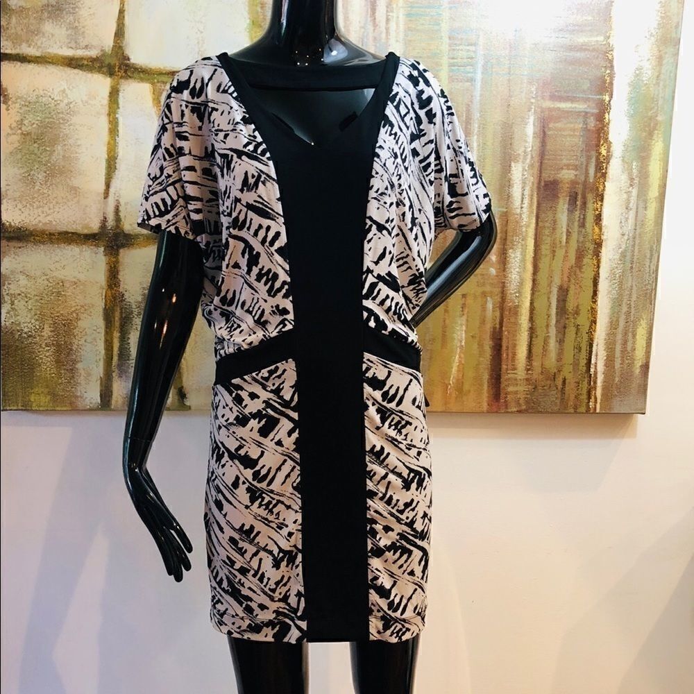 BCBGeneration Splash Design V Neck Dress Small
